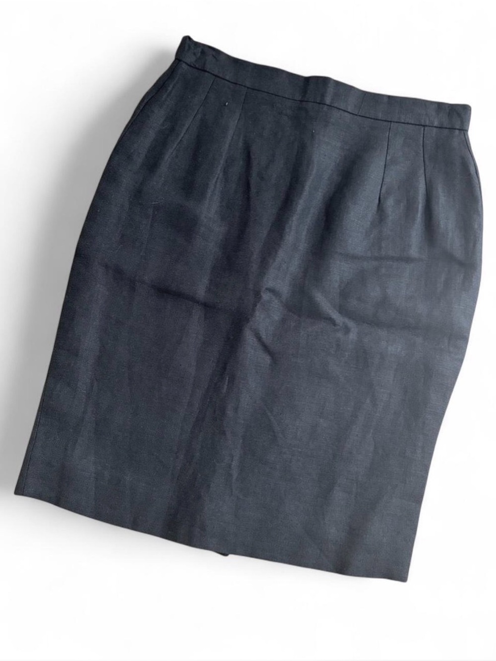 Vintage Black Linen Pencil Skirt